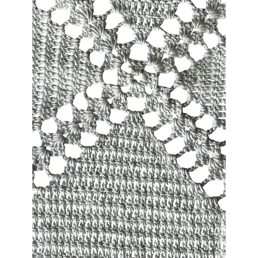 Hand Crocheted White Cotton Doilies Square Cottage Core VTG Wedding Country